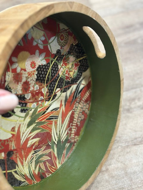Plateau en Bois Upcyclé – Motif Japonisant