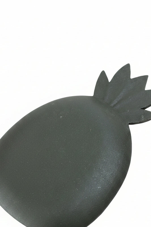 Plateau Décoratif Ananas Upcyclé – Curry, Vert & Reflets Bronze