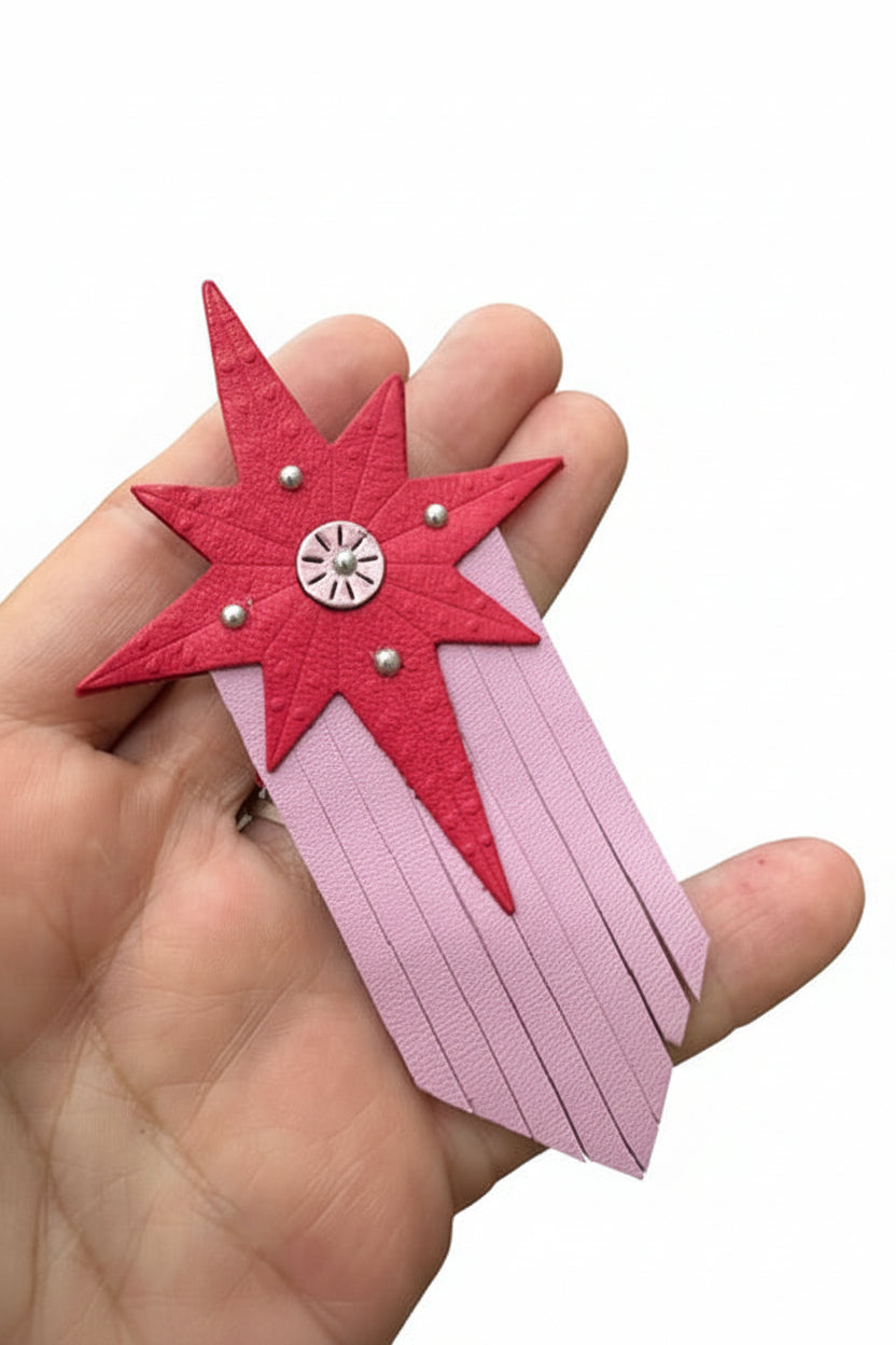 Broche Filante en cuir – rose