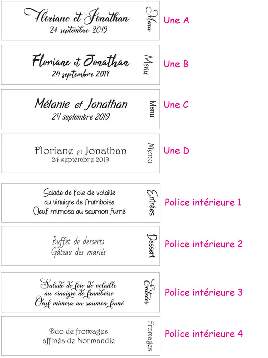 Menus Éventail Rectangles Personnalisés – Papier Écru & Kraft | Mariage