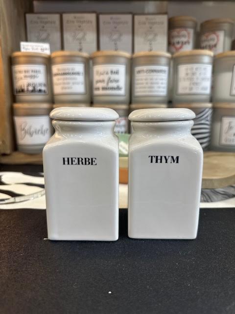 Duo de pots en céramique écru – herbes & épices