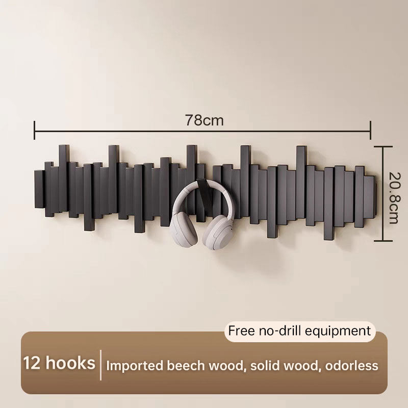 Porte-Manteau Mural Touches de Piano en Bois – Sans perçage, 4 à 12 crochets