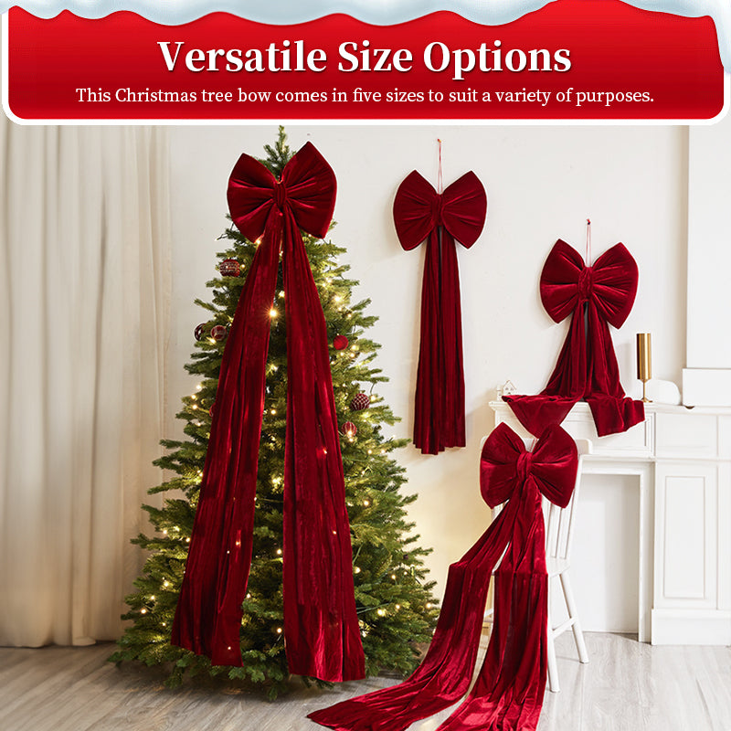 Grand Nœud de Noël Bordeaux en Velours – Décoration Festive XXL