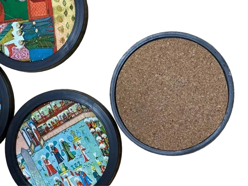 Ensemble 6 sous-verres vintage – Motifs naïfs style persan