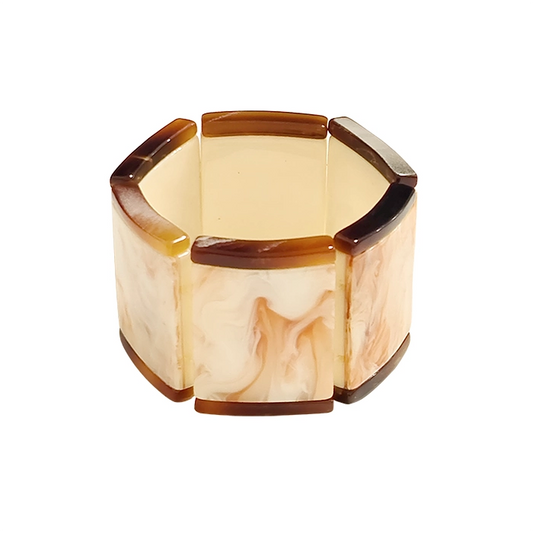 Manchette Élastique Rectangulaire en Acrylique – Tons Beige & Marron