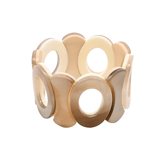 Manchette Élastique Stylée en Acrylique – Tons Beige & Marron
