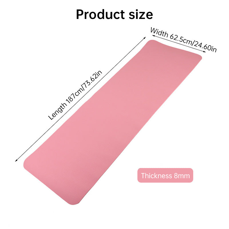 Tapis de Yoga NBR Extra-Long 187×62,5 cm – Épais 8 mm, 5 coloris