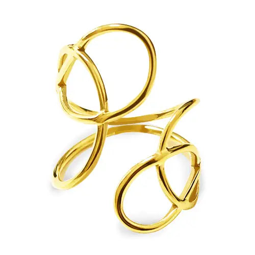 Bague ondulée ajournée réglable – Acier doré 316L