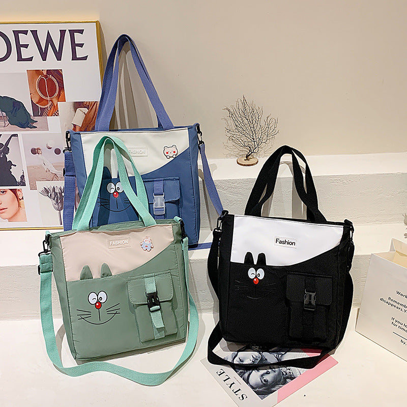 Sac bandoulière grande capacité en nylon – Sac étudiant léger