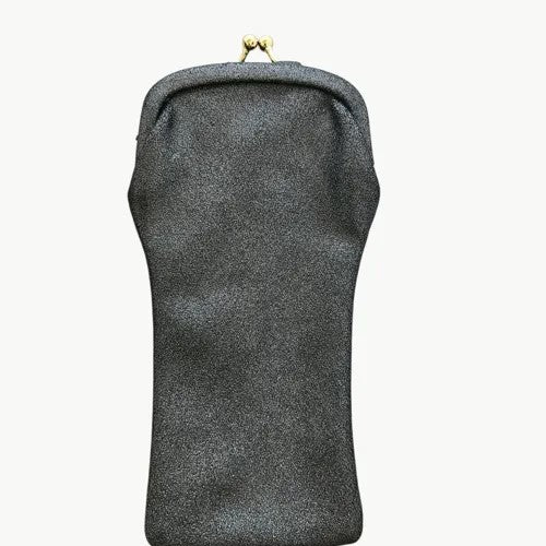 Étui à lunettes en cuir gris anthracite – Fermoir rétro Clic-clac