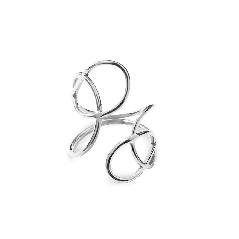 Bague ondulée ajournée réglable – Acier argenté 316L