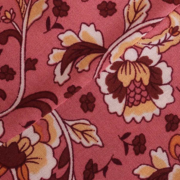 Robe longue imprimée bohème  – Col V, manches courtes