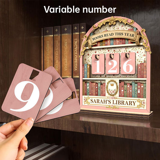 Tracker de Lecture en Bois Vintage – Jusqu'à 999 livres, déco bibliothèque