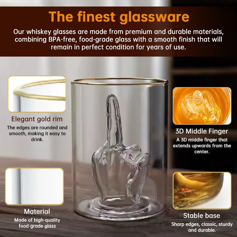 Verre à Whisky Doigt d'Honneur 3D – Cadeau Humour pour Homme