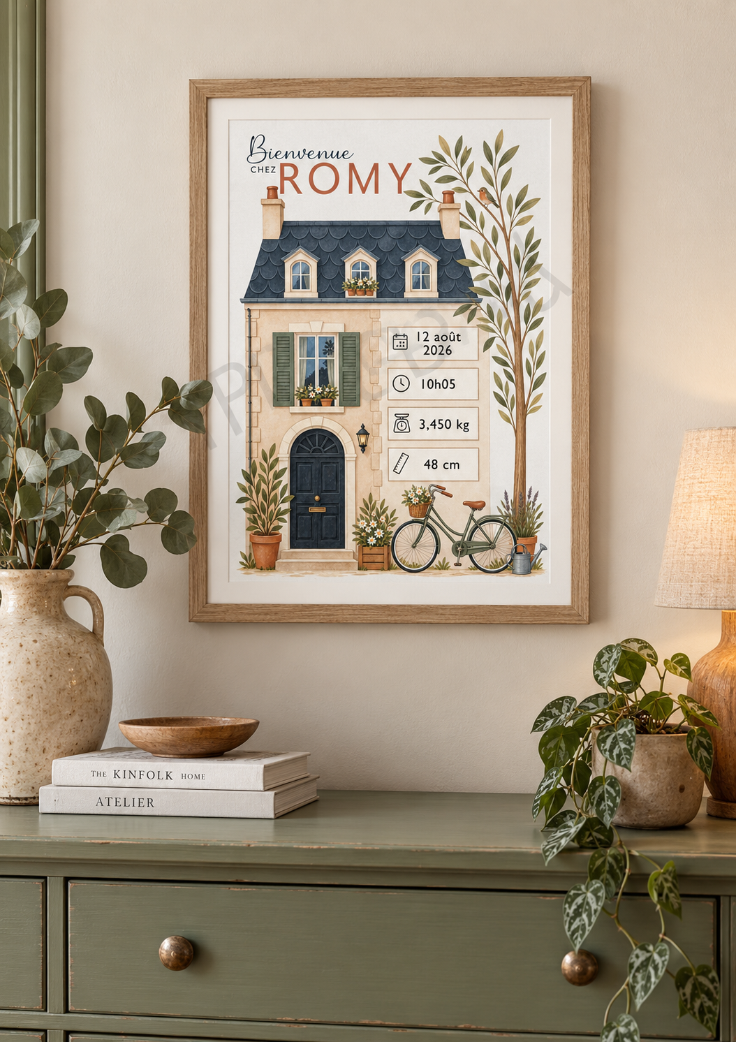 Affiche de naissance personnalisée – Cadeau naissance fait main