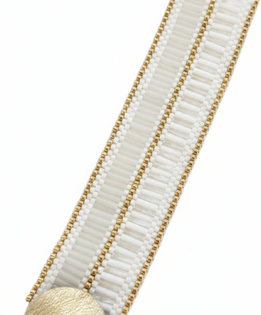 Bracelet manchette tons blancs et doré