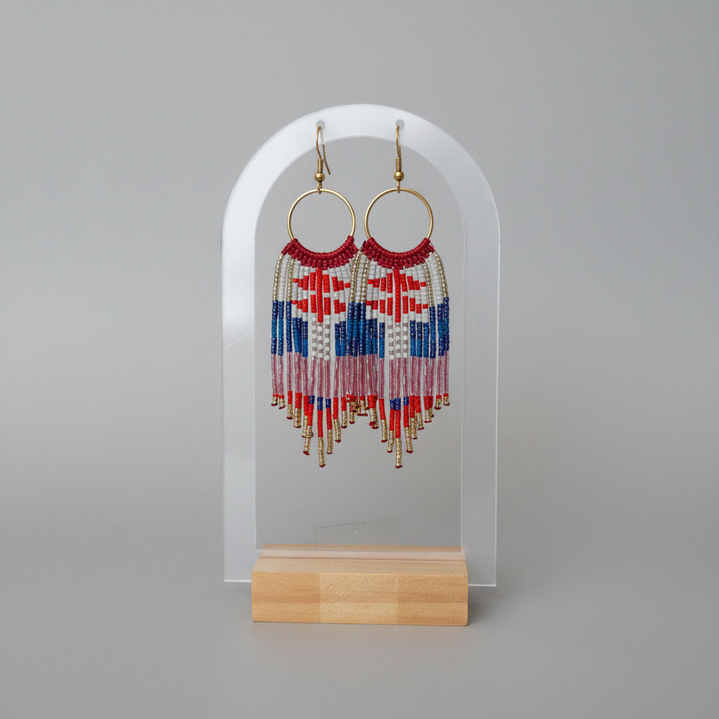 Boucles d'oreilles cheyennes à franges – Micromacramé & perles Miyuki