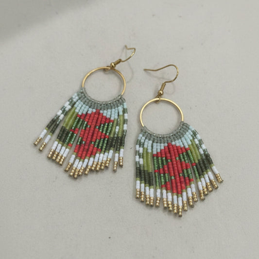 Boucles d'Oreilles Micro Macramé & Franges de Perles Miyuki