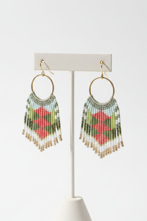 Boucles d'Oreilles Micro Macramé & Franges de Perles Miyuki