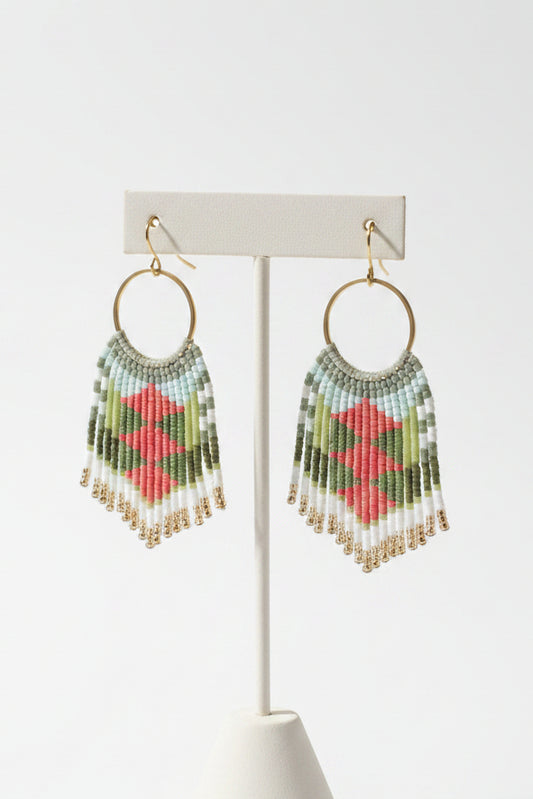 Boucles d'Oreilles Micro Macramé & Franges de Perles Miyuki