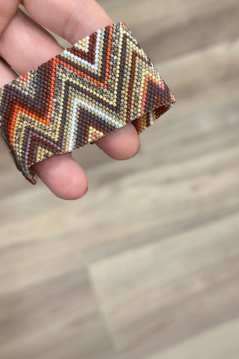 Manchette Tissée Tons Chauds — Perles Miyuki & Fermoir Toggle