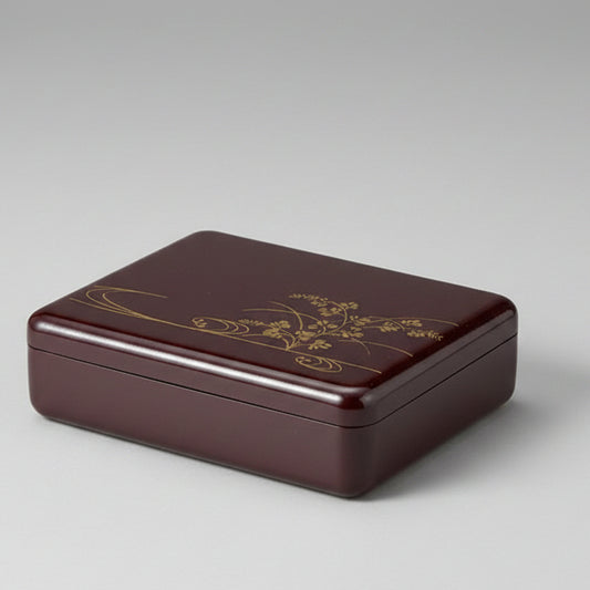 Boîte Laquée Motif Feuillage – Marron & Noir