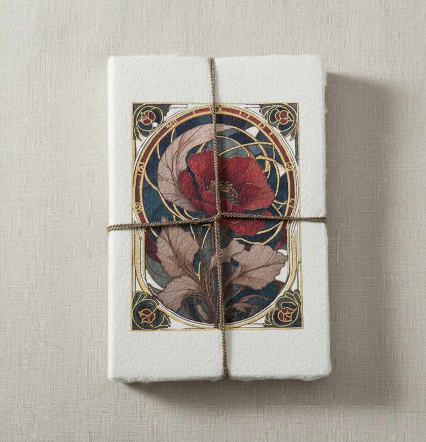 Carnet Art Nouveau Fait à la Main – Couverture Pavot