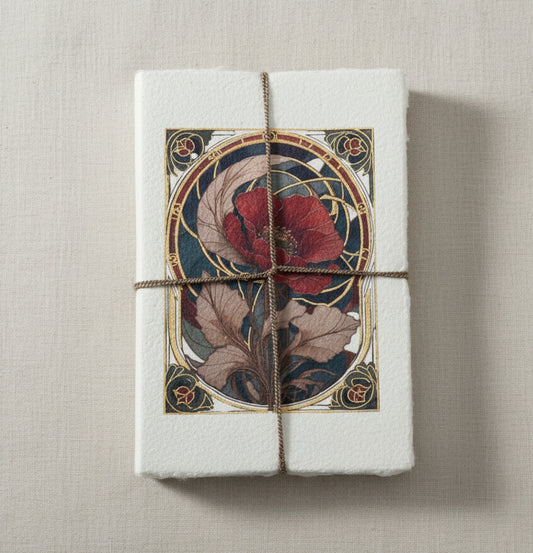 Carnet Art Nouveau Fait à la Main – Couverture Pavot