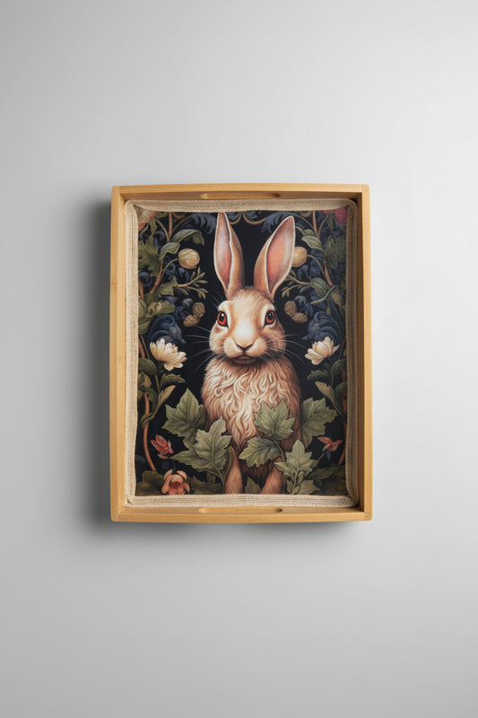 Plateau en Bois Upcyclé – Décor Lapin