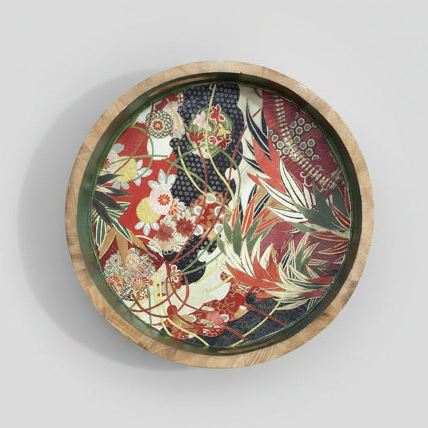Plateau en Bois Upcyclé – Motif Japonisant