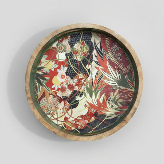 Plateau en Bois Upcyclé – Motif Japonisant