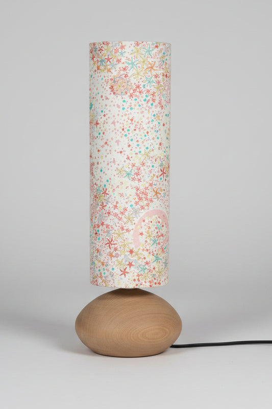 Lampe artisanale tissu Liberty étoiles – Abat-jour cylindre fait main