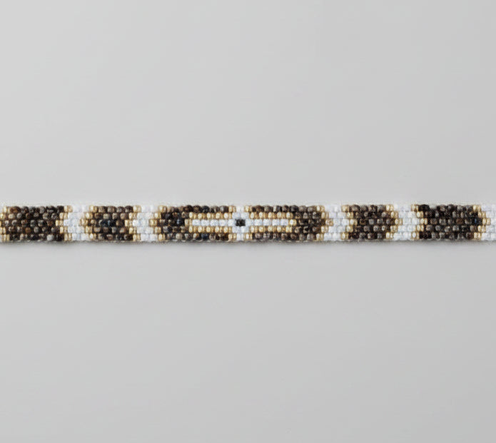 Bracelet Tissé Motif Chevron – Perles Miyuki Doré, Écru & Marron