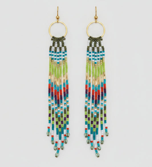 Boucles d'Oreilles XXL Style Cheyenne – Franges de Perles Miyuki