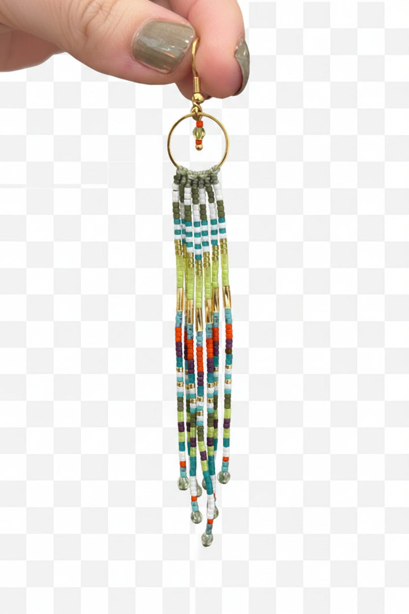 Boucles d'Oreilles XXL Style Cheyenne – Franges de Perles Miyuki