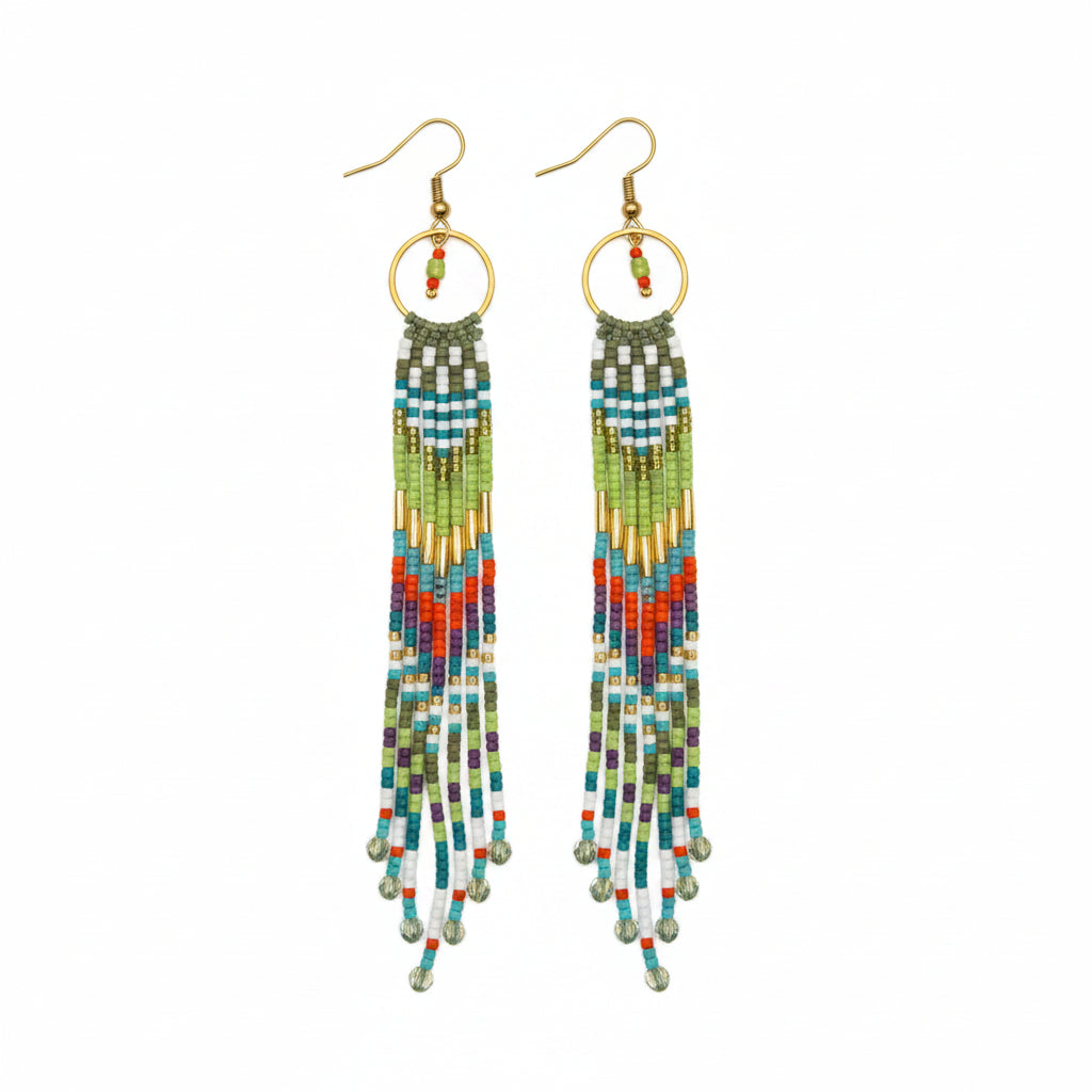 Boucles d'Oreilles XXL Style Cheyenne – Franges de Perles Miyuki