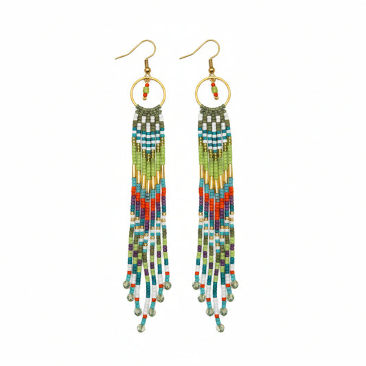 Boucles d'Oreilles XXL Style Cheyenne – Franges de Perles Miyuki