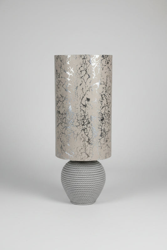 Lampe Upcyclée Abat-Jour Beige & Argenté — Pièce Unique