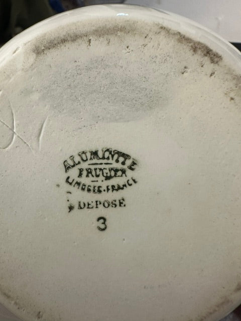 Théière vintage Aluminite Frugier – Porcelaine de Limoges blanc & argent