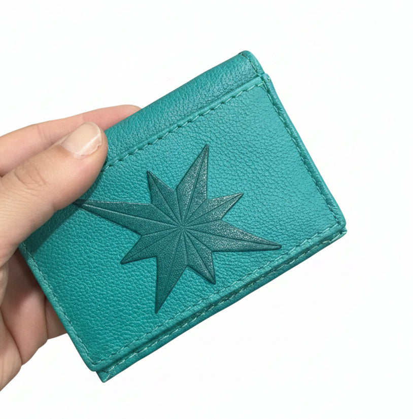 Porte-carte en cuir grainé – Étoile fantaisie