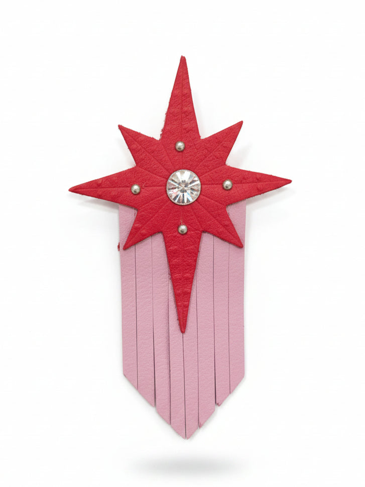 Broche Filante en cuir – rose