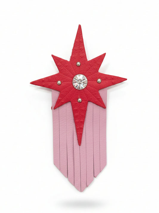 Petite broche Filante en cuir – rose