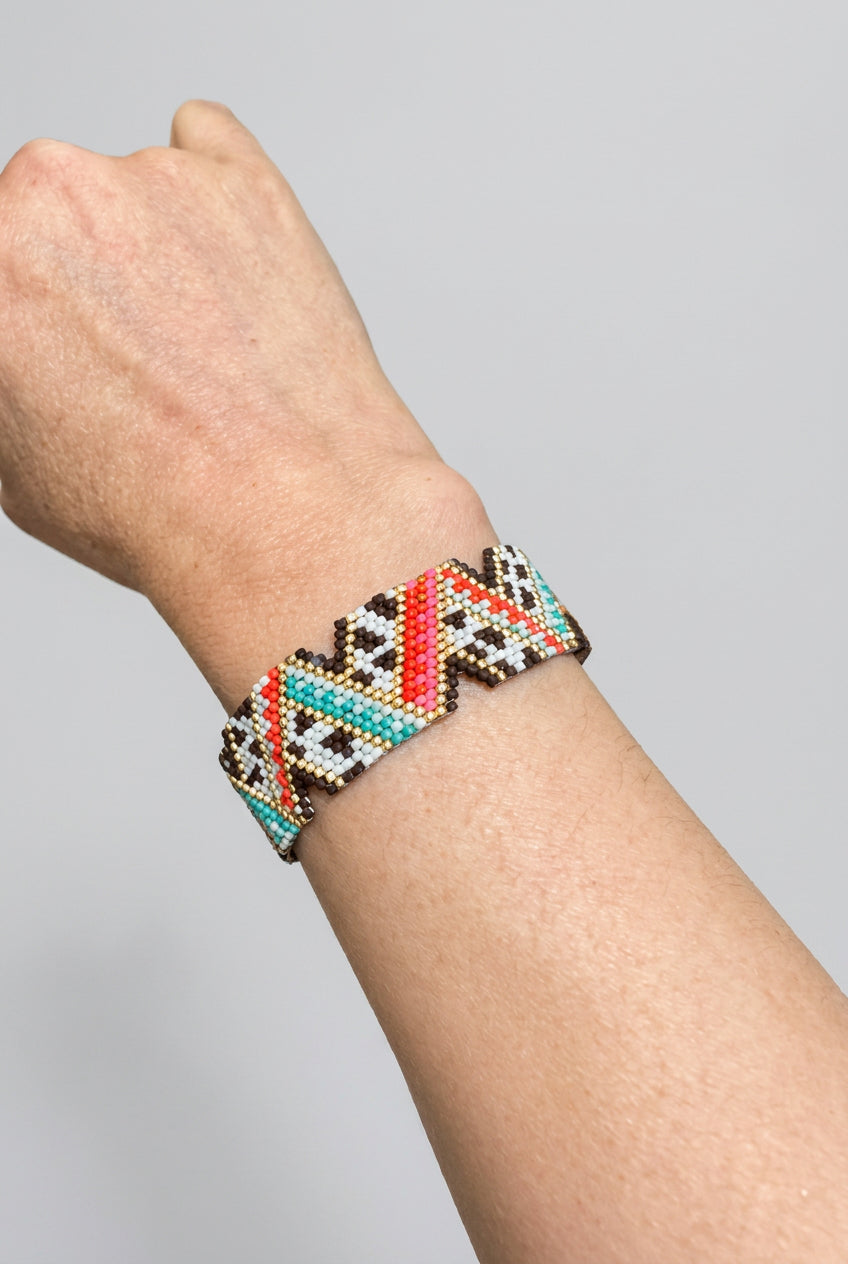 Manchette tissée en perles Miyuki – Motifs léopard et graphique