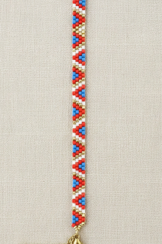 Armband geflochten, Blau, Weiß, Rot – Miyuki-Perlen