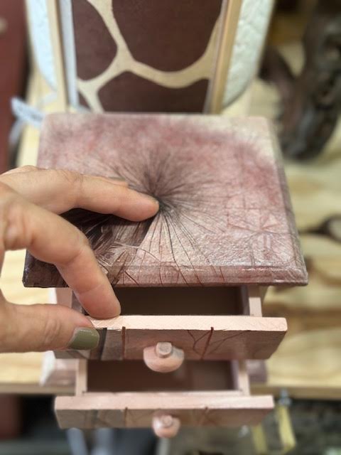 Coffret en Bois Upcyclé – 2 Tiroirs, Tons Vieux Rose