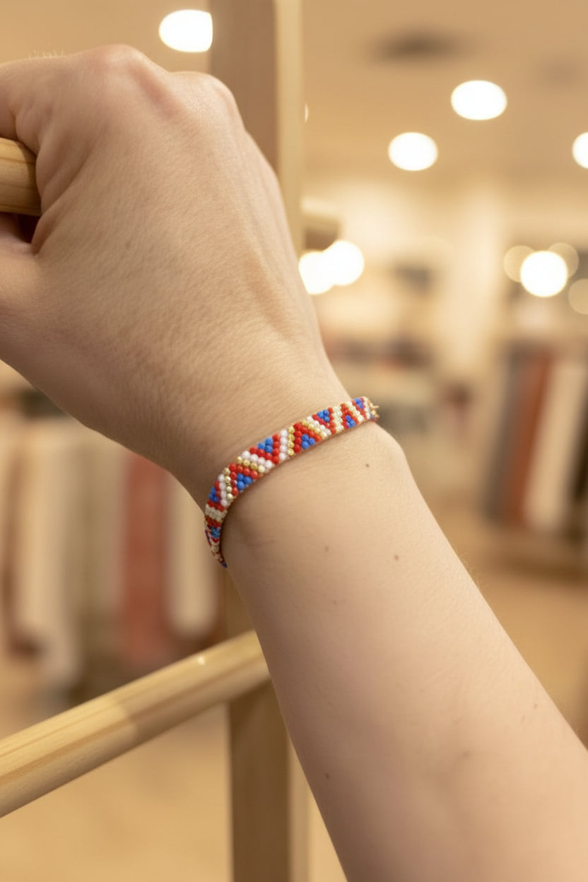 Bracelet tissé Bleu Blanc Rouge – Perles Miyuki