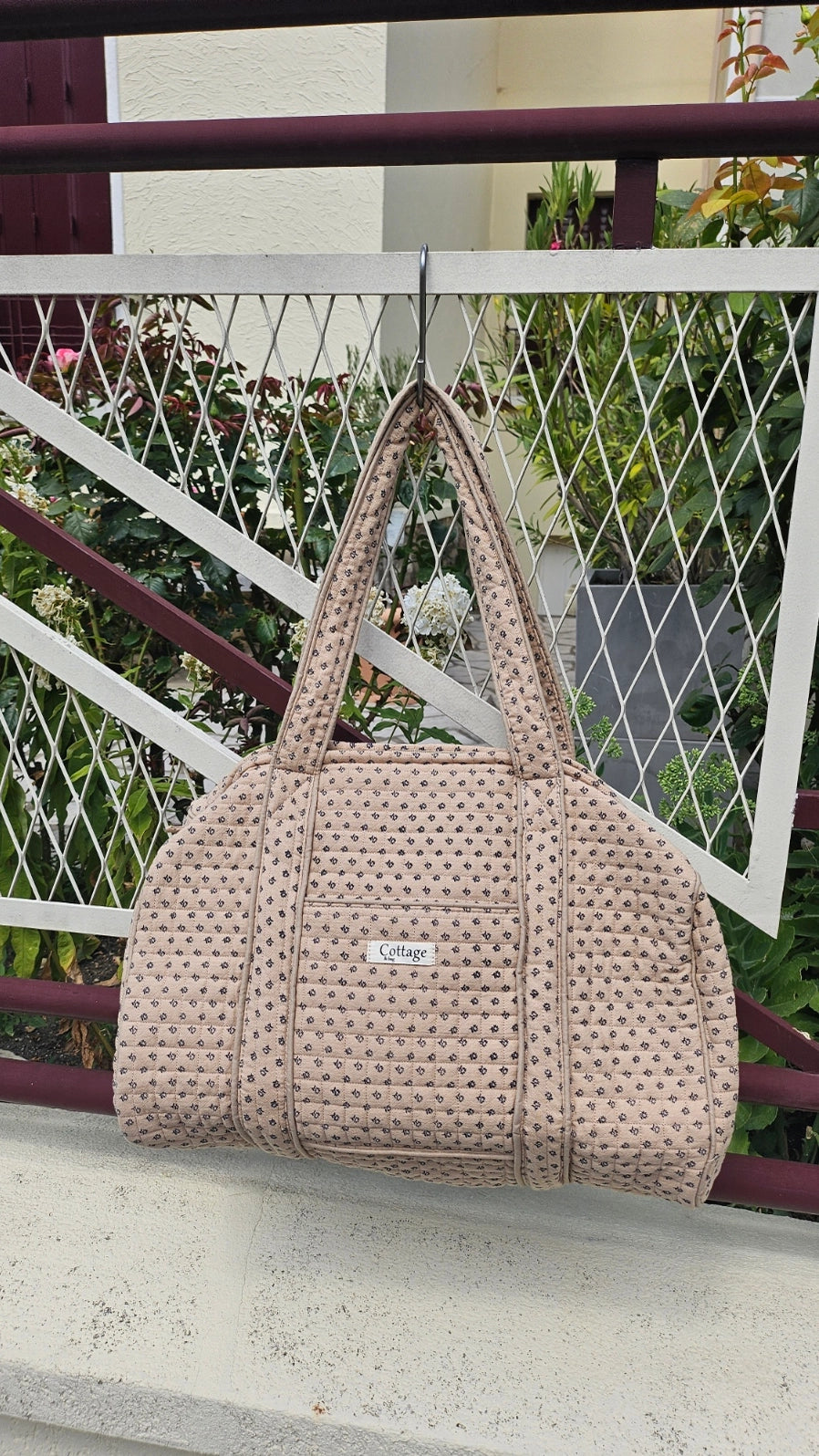 Sac 48h en coton beige et camel – Sac de voyage & sac à langer