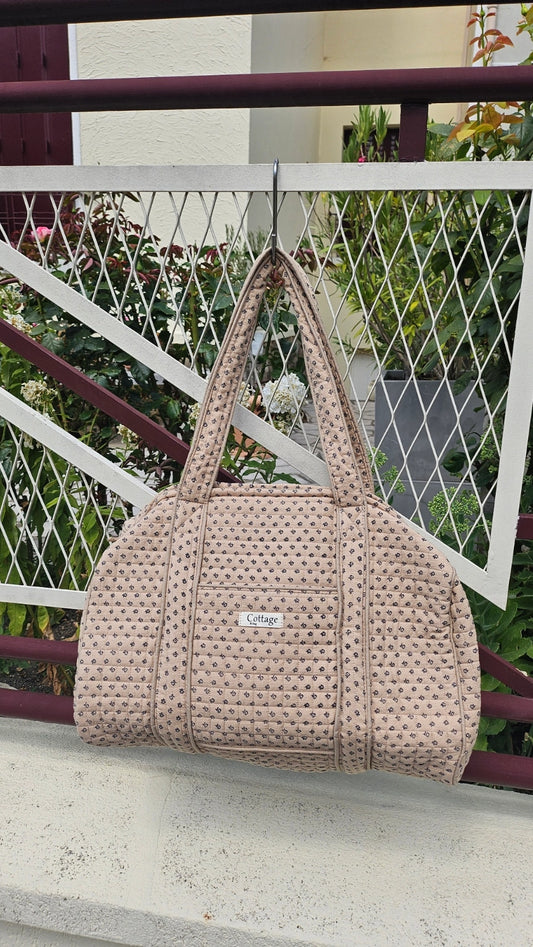 Sac 48h en coton beige et camel – Sac de voyage & sac à langer
