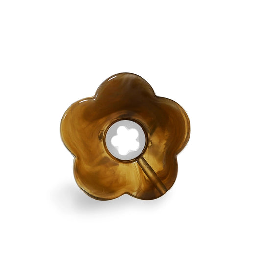 Bague Ouverte Réglable Fleur Marron en Acrylique et Acier