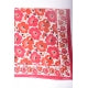 Carré Foulard 100% Coton – Fleurs Rouges & Rose Foncé sur Fond Blanc